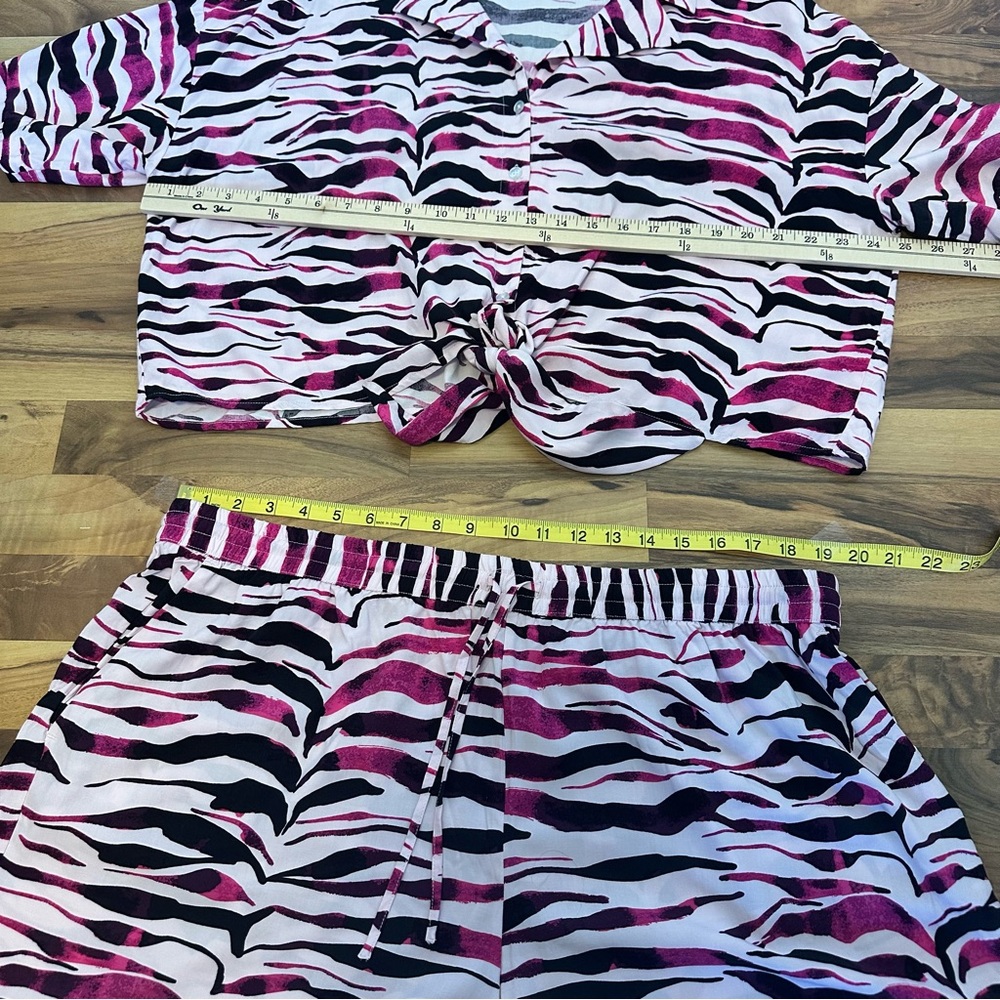 Eloquii Pink & Black Zebra Print 2-Piece Short set Size 18 (PlusSize) - Picture 3 of 7
